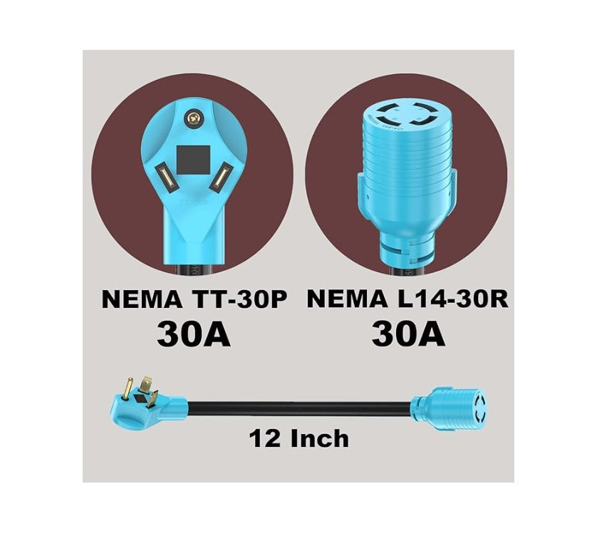 NEMA TT-30P to L14-30R Adapter Cord